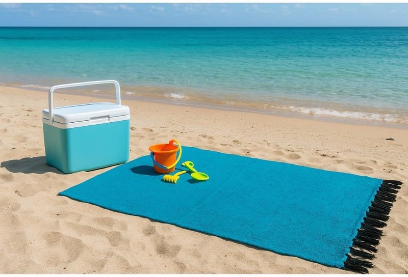 Open Road Goods Solid Color Mexican Yoga Blanket – Large Handwoven Throw for Yoga, Beach, Camping or Home – Soft and Durable Cotton Blend - Image 3